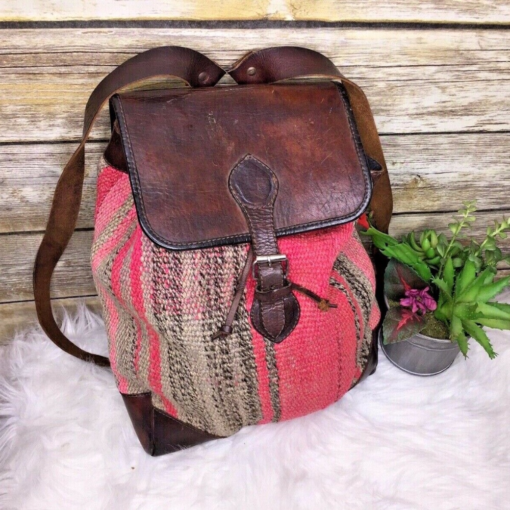 Little Journey's Woven Wool Leather Trim Backpack